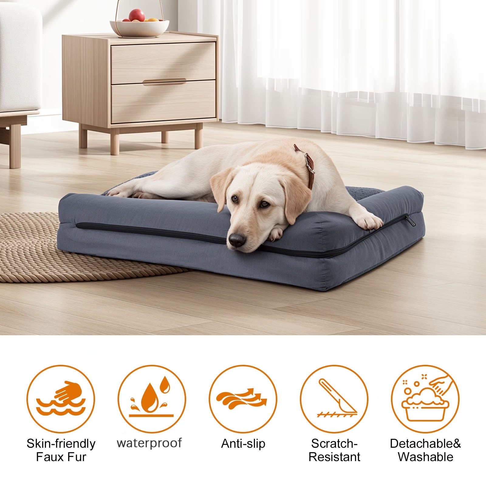 Fluffy Orthopedic Dog Bed – Pressure Relief Foam for Medium Dogs