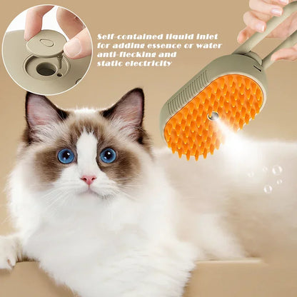 Steamy Pet Brush – 3-in-1 Cat & Dog Grooming Hair Remover
