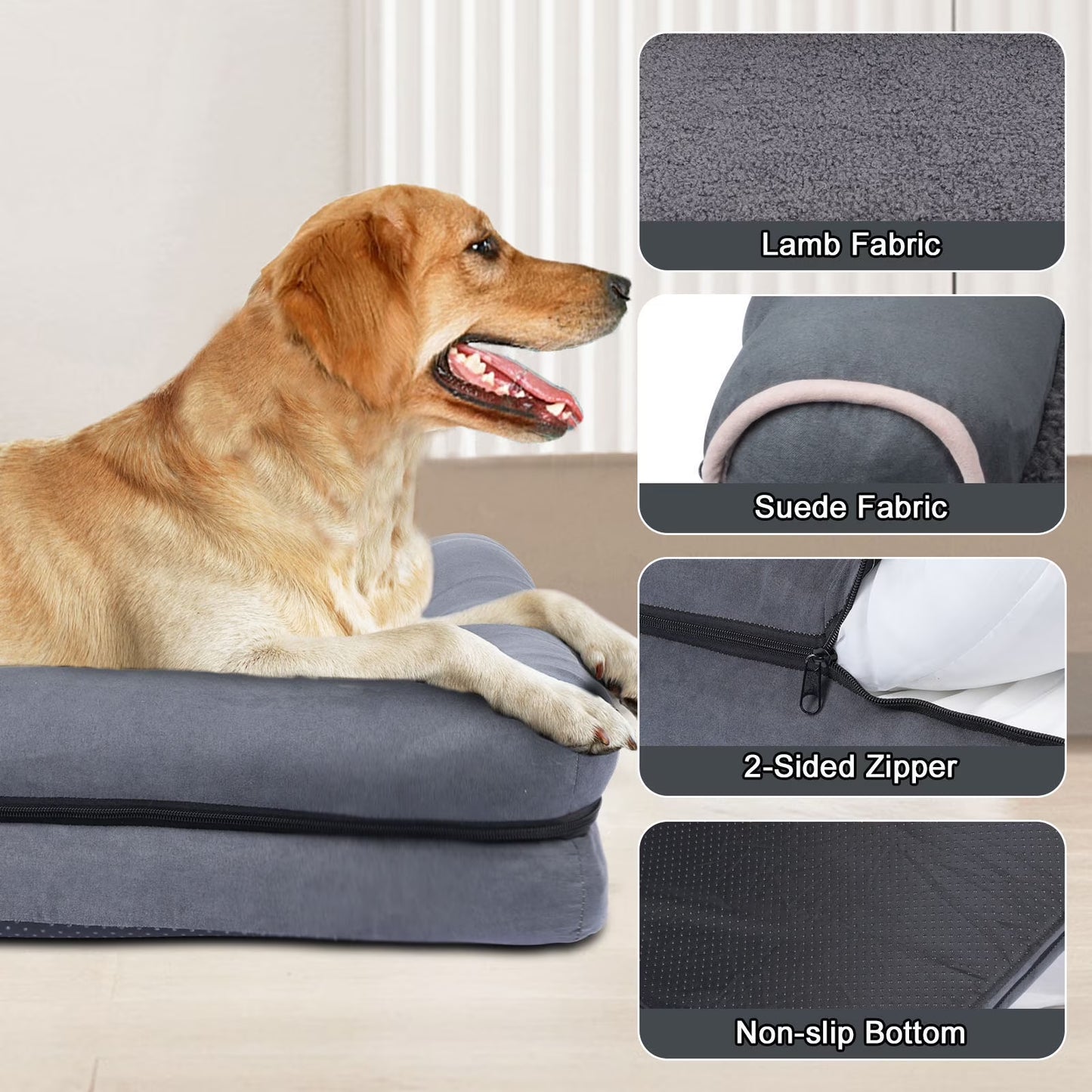 Fluffy Orthopedic Dog Bed – Pressure Relief Foam for Medium Dogs