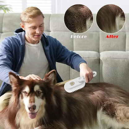 Steamy Pet Brush – 3-in-1 Cat & Dog Grooming Hair Remover