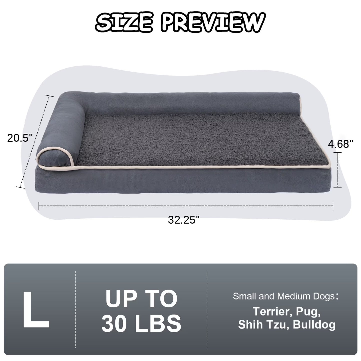 Fluffy Orthopedic Dog Bed – Pressure Relief Foam for Medium Dogs
