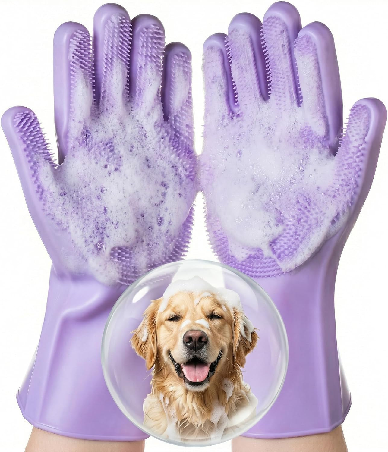 Pet Grooming Gloves – Silicone Bath & Shedding Brush for Dogs & Cats