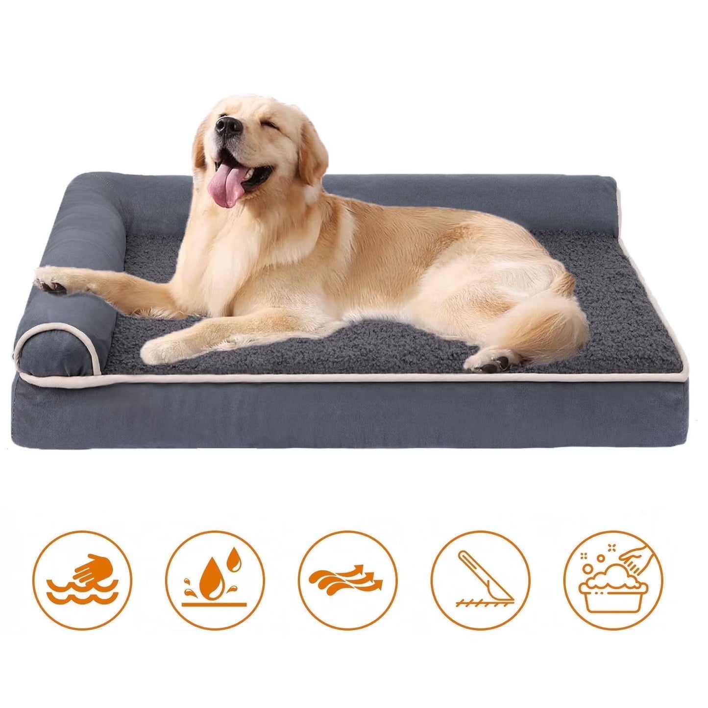 Fluffy Orthopedic Dog Bed – Pressure Relief Foam for Medium Dogs