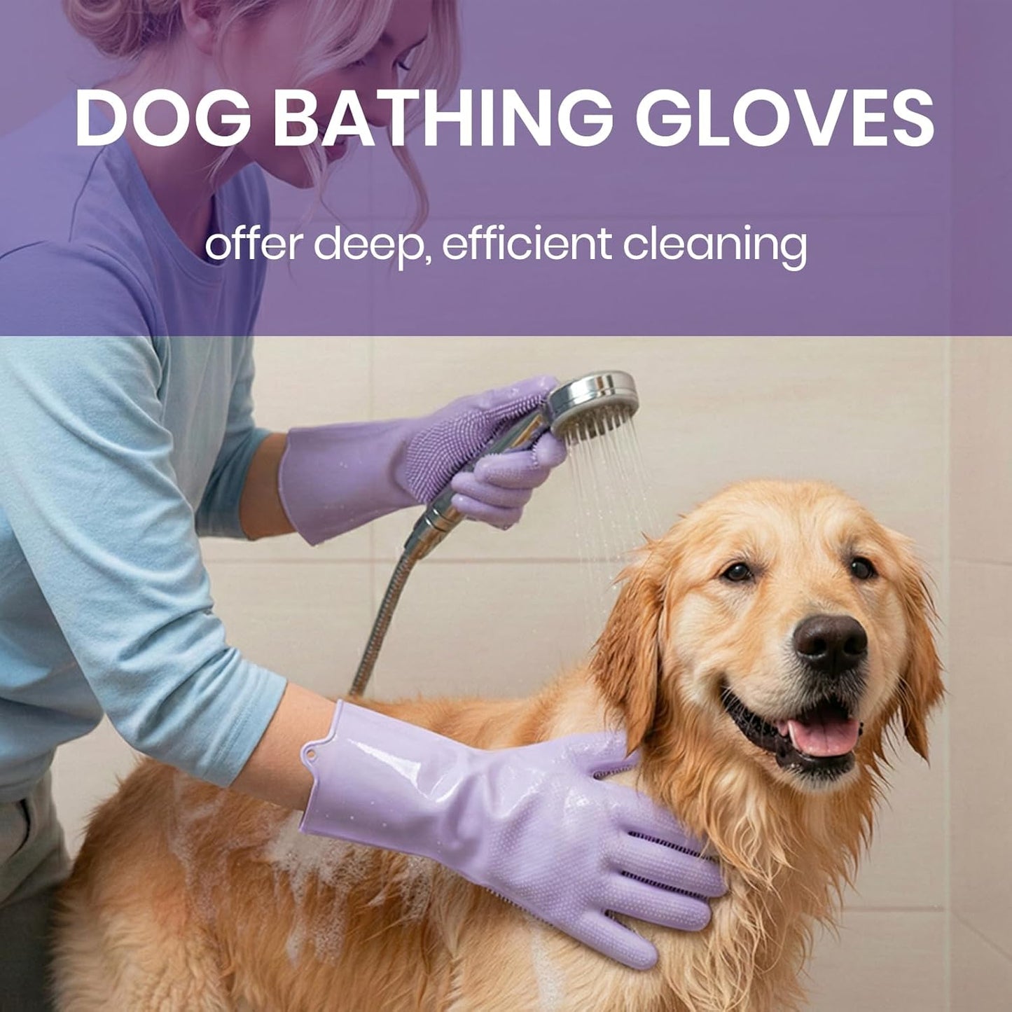Pet Grooming Gloves – Silicone Bath & Shedding Brush for Dogs & Cats