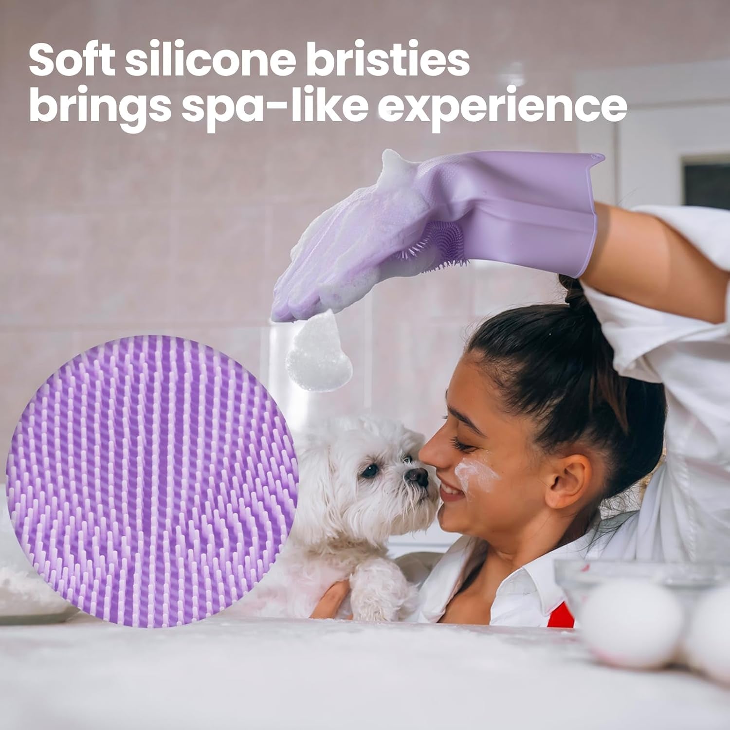 Pet Grooming Gloves – Silicone Bath & Shedding Brush for Dogs & Cats