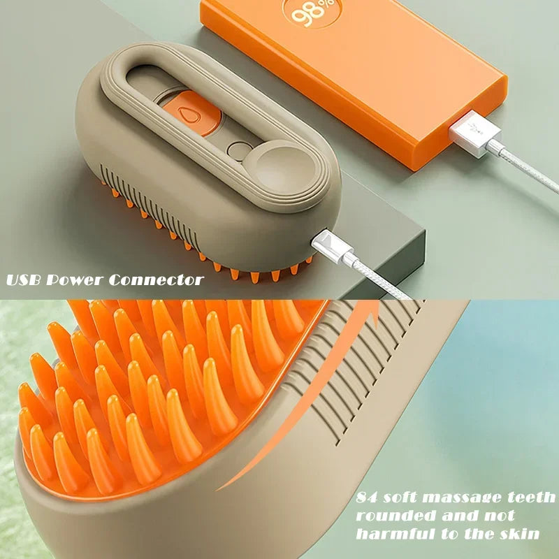 Steamy Pet Brush – 3-in-1 Cat & Dog Grooming Hair Remover