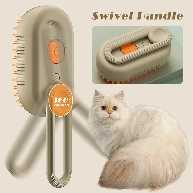 Steamy Pet Brush – 3-in-1 Cat & Dog Grooming Hair Remover